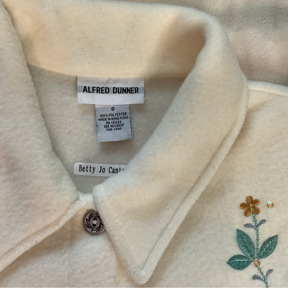 Alfred Dunner S Shacket White Ivory Embroidery Oversized Pockets CottageCore - Picture 9 of 10
